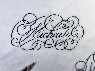 Michael brushtype calligraphy flourish handlettering handmade handmadetype houndhand lettering logotype sketch