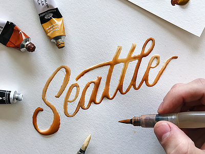 Seattle calligraphy custom type hand lettering hand made type lettering paint paintpen script type typography