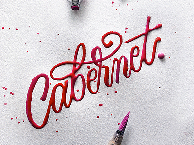 Cabernet brushtype calligraphy handlettering handmade handmadetype lettering logotype maker process sketch texture water color