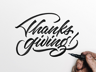Thanksgiving brush script brushpen calligraphy custom type flourish hand lettering lettering script type typography