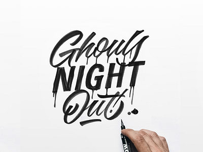 Ghouls Night Out brushpen calligraphy custom type hand lettering hand made type handlettering handmade lettering logotype script sketch type typography