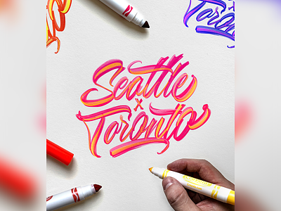 Seattle X Toronto brushpen brushtype calligraphy custom type hand lettering handlettering handmade lettering logotype script sketch texture type typography