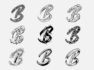 B Illustration Series calligraphy custom type hand lettering handmade illustration lettering lineart linework script type typography