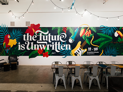 The Future is Unwritten Mural calligraphy floral hand lettering jungle lettering mural mural design muralist typography wall art