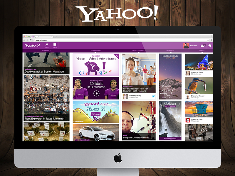 Yahoo! Reimagined yahoo! redesign ui ux user experience design mobile grid purple search yahoo.com