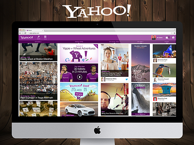 Yahoo! Reimagined design grid mobile purple search ui user experience ux yahoo! redesign yahoo.com