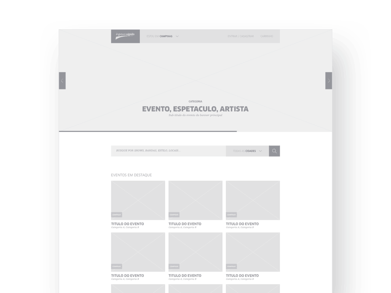 Website Wireframe ingresso rápido layout site ticket web wireframe