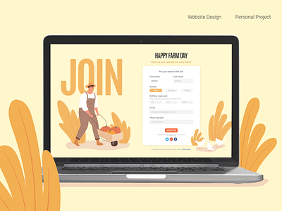 Happy Farm Day - Sign Up Screen design flat minimal ui web website