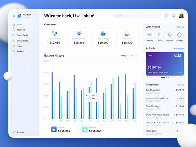 Hexa Bank Dashboard - UI Study banking banking app dashboard design figma finance flat minimal online banking product design ui webapp