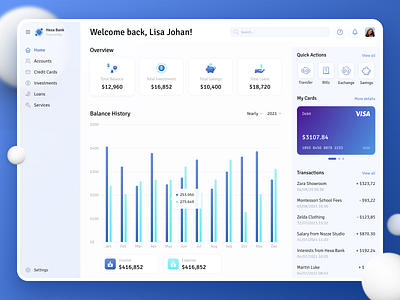 Hexa Bank Dashboard - UI Study