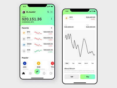 Cryptocurrency Wallet app bitcoin cryptocurrency gradient mobile ui design