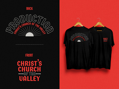 Production Team Shirts artwork blackletter branding church design illustration logo mercy production shirt typography vector
