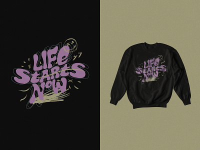 "Life Starts Now" Crew Neck Sweater apparel artwork branding church design illustration students typography vector youth
