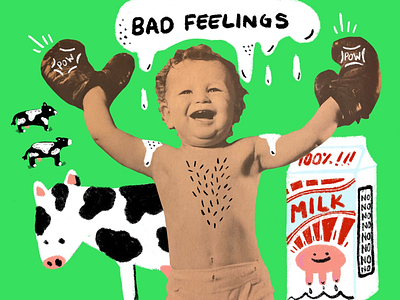 Bad feelings collage green illustration