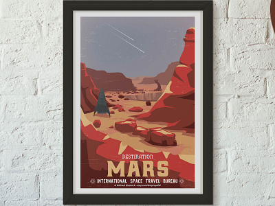 Retro Travel Poster - Mars animation art art direction branding design illustration science science fiction space travel travel app vector