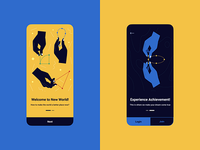 Onboarding Screens app apple application blue concept design figma illustration ios minimal mobile mobile ui on boarding onboarding trend ui ui ux uidesign uiux yellow