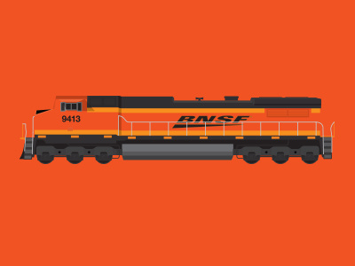 Burlington Northern Santa Fe bnsf burlington northern santa fe design illustration locomotive orange railroad train vector