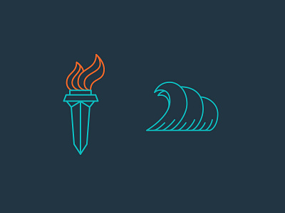 Libertas Icons branding fire flame freedom graphic icons illustration liberty mono width ocean torch wave