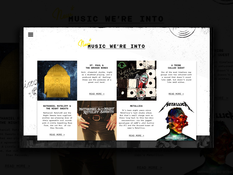 Part of a Website Design. web design identity branding store vinyl website web music