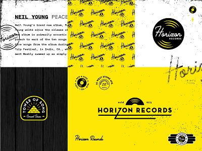 Horizon Records badge branding greenville identity logo mood board music record store records turntable type vinyl