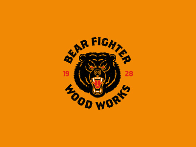 Bear Fighter Wood Works bear branding identity illustration logo