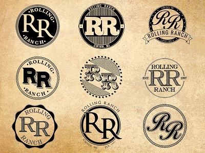 Rolling Ranch Initial Logo Design banner branding identity logo stamp typography vintage