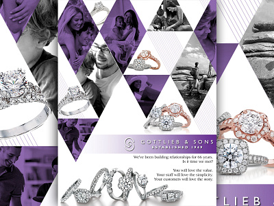 Gottlieb & Sons Print Ad Concept #2 angles diamonds jewelry layout magazine multiply opacity overlay print rings