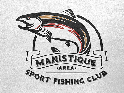 Manistique Area Sport Fishing Club Logo badge banners branding fish logo manistique michigan salmon