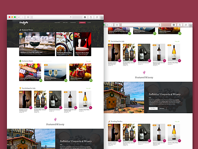 Vine By Me Homepage Mock e commerce homepage layout vineyard web design wines