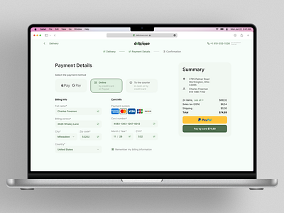 Checkout for e-grocery billing checkout design e commerce e grocery forms payment details ui ux