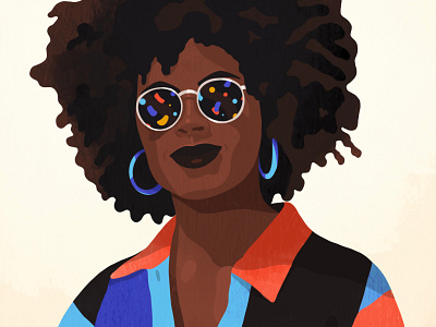 confetti sunglasses afro beautiful beauty black woman colorful confetti earrings female natural hair portrait portrait illustration pretty sunglasses woman illustration
