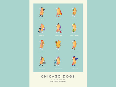 Chicago Dogs Poster boystown chicago hotdogs lakeview lincoln park lincoln square logan square pilsen river north west loop wicker park wrigleyville