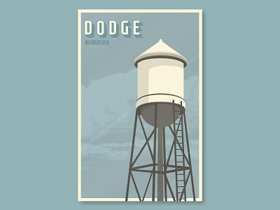 Dodge, Nebraska poster deco dodge nebraska vintage water tower