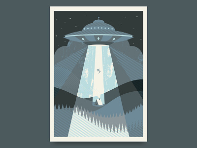 UFOh no! alien night poster sky ufo woods