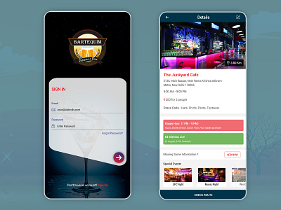 Bar & Lounge Mobile Application app design lounge restaurant search typography ui ux