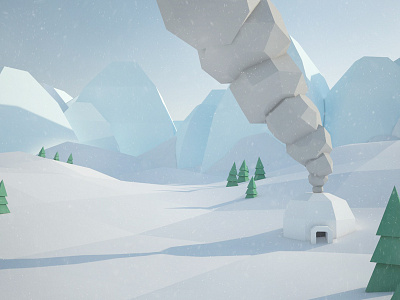 Igloo 3d low lowpoly poly polygon render snow vray winter