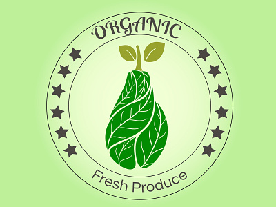 Organic Produce - product logo design badge branding composition design fresh illustration logo organic pear produce product stylized typography