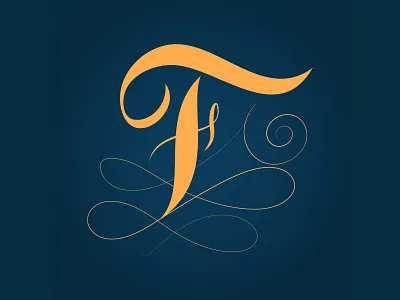 Letter F logo design template - calligraphy style branding calligraphy company composition copperplate design elegant graphic letter f lettering logo stylized typography