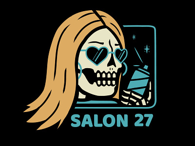 SALON 27 design hairspray illustration retro salon shirt design skele skeleton skeletons skull vector