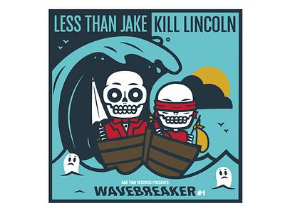 Wavebreaker #1 band merch beach design illustration ska skeleton skull vector wave