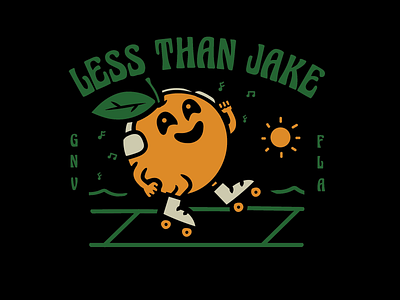 Less Than Jake - Roller Skate Orange apparel design band merch beach cartoon fruit illustration orange roller skate shirt design ska tee design vector