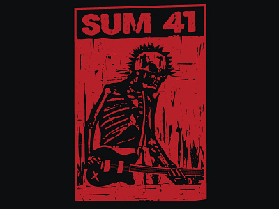 Sum 41 - Tour Shirt band merch guitar illustration pop punk shirt design skeleton skull sum 41