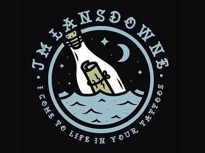 JM Lansdowne - Message in a Bottle band merch design illustration message in a bottle music ocean punk sea shirt design stars tattoo vector wave
