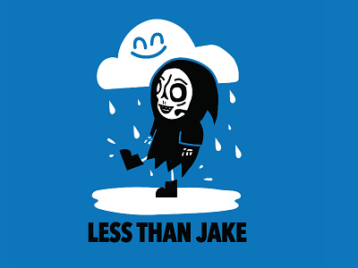 Less Than Jake - Puddle band merch cloud cute design grim reaper happy illustration less than jake music puddle rain reaper shirt design ska skeleton skull splash vector