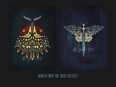 mandala moth and sword butterfly butterfly concept conceptual illustration illustrator art mandala moth photoshop spirituality swords