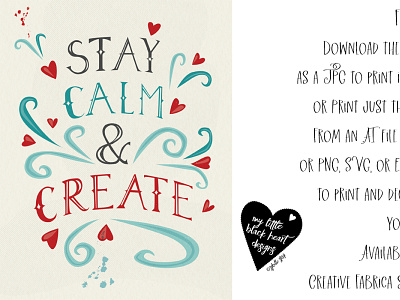Stay Calm & Create craft project create freebie hand lettering handlettering illustration illustrator art poster stay calm typography