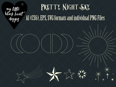 Pretty Night Sky elements illustration illustrator magic moon night night sky sacred geometry star signs stars sun