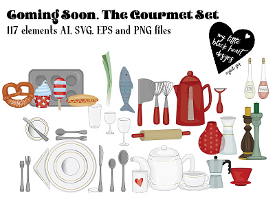 The Gourmet Set accessories branding branding and identity catering food gourmet set illustrations kit logo