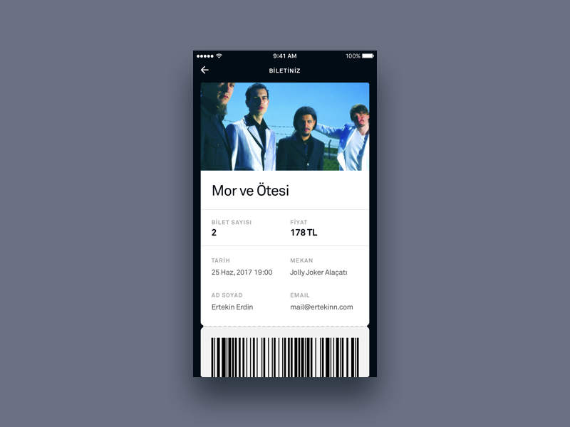 Concert Ticket UI - Acticity ticket design music concert event booking event ui dark ticket mobile app app