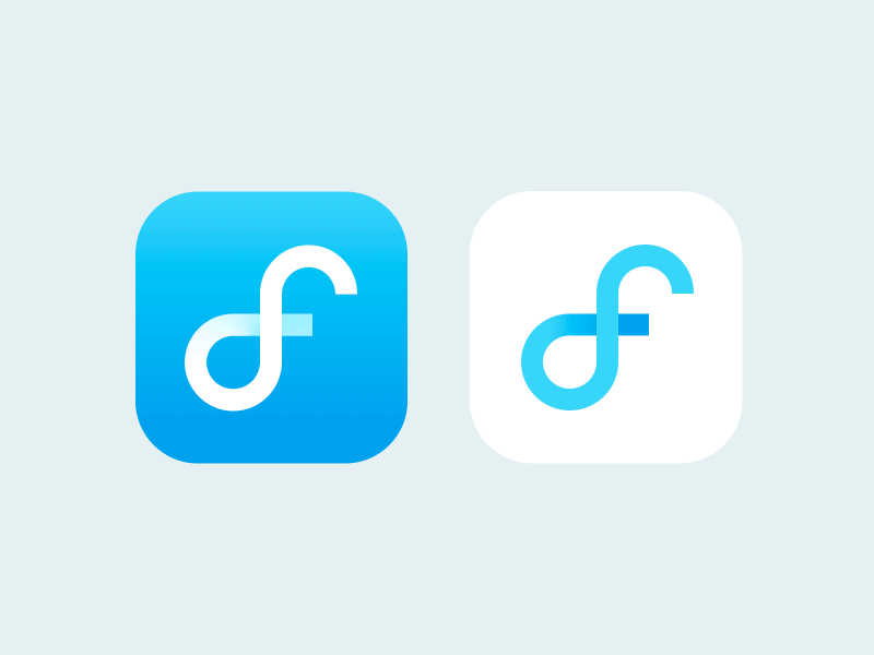 Mobile App Icon - Followify gradient logo animation gif clean white blue icon logo mobile app icon app icon